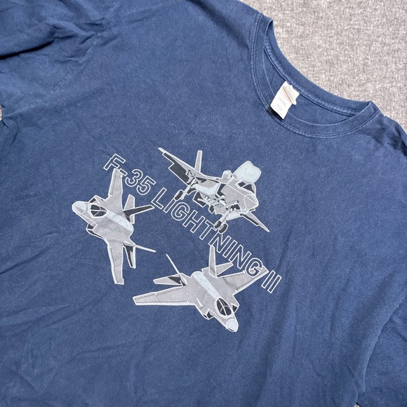 F-35 Lightning II T-Shirt Men 2XL Navy Blue Lockheed Martin 2018 Milestones Rare